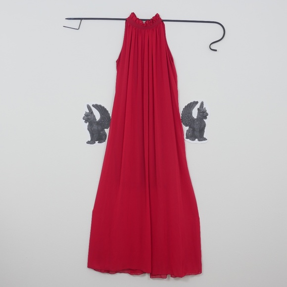 Dresses & Skirts - Sleeveless ruffle neck/ bow long red dress